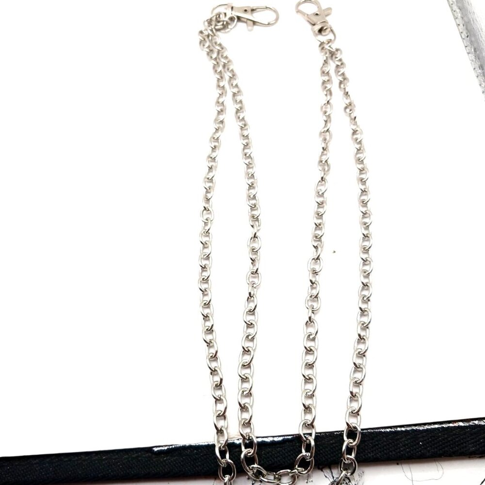 Double Layer  Pants Or Wallet Chain 19" Silver Tone